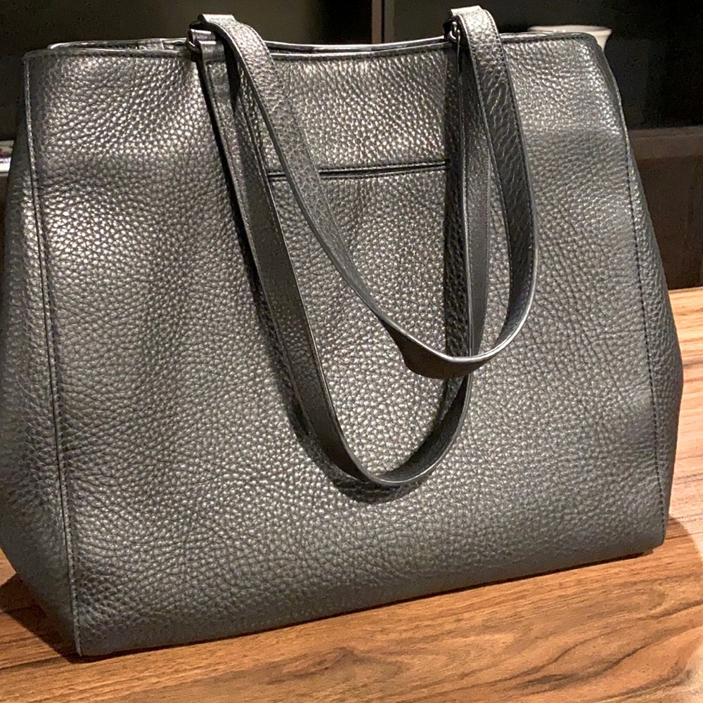 Dagne Dover Black Leather Large Computer Tote